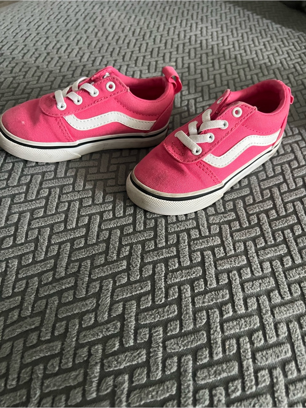 Vans Kids Hot Pink Canvas Skate Sneakers with White Stripe
